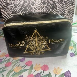 Harry Potter Black and Gold Deathly Hallows Cosmetic makeup bag